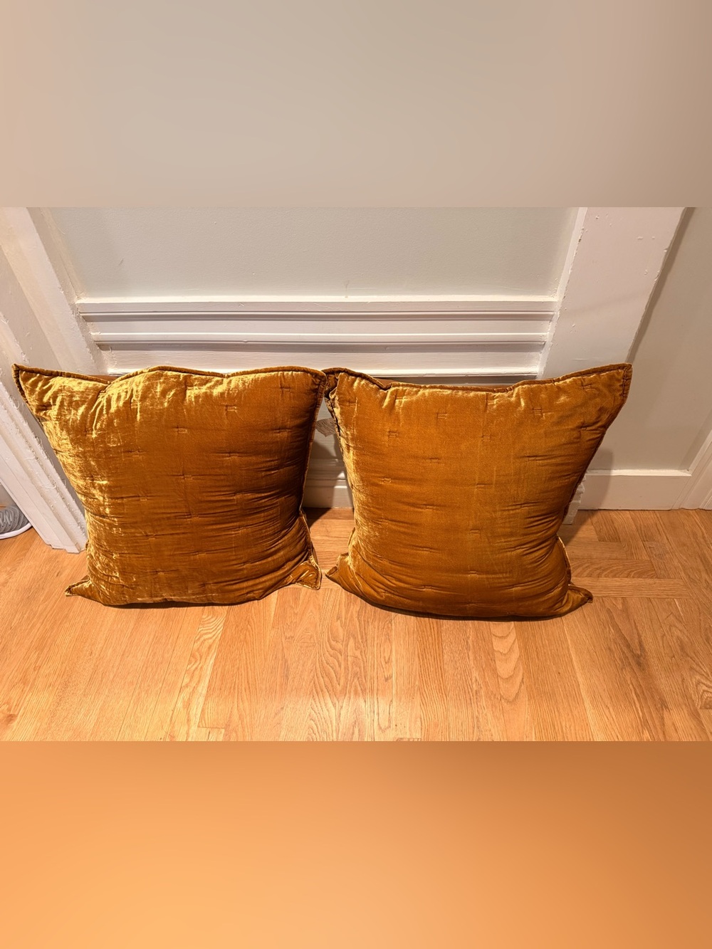2 West Elm Classic Cotton Velvet Tack Stitch Euro Shams (2) - Picture 3 of 7